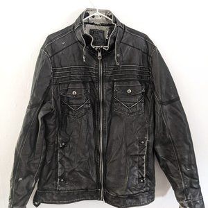 Distressed Faux-Leather Jacket